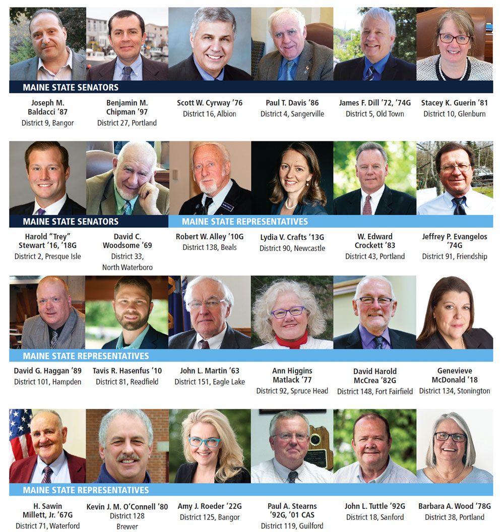 Headshots of UMaine Alumni members in the Maine State Legislature